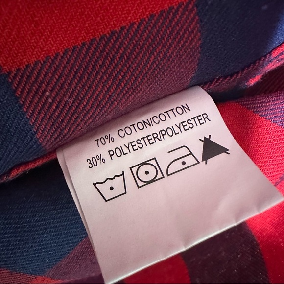 RUE SAINT-PATRICK Men’s Red Navy Plaid Flannel Shirt Size XL - Picture 6 of 7